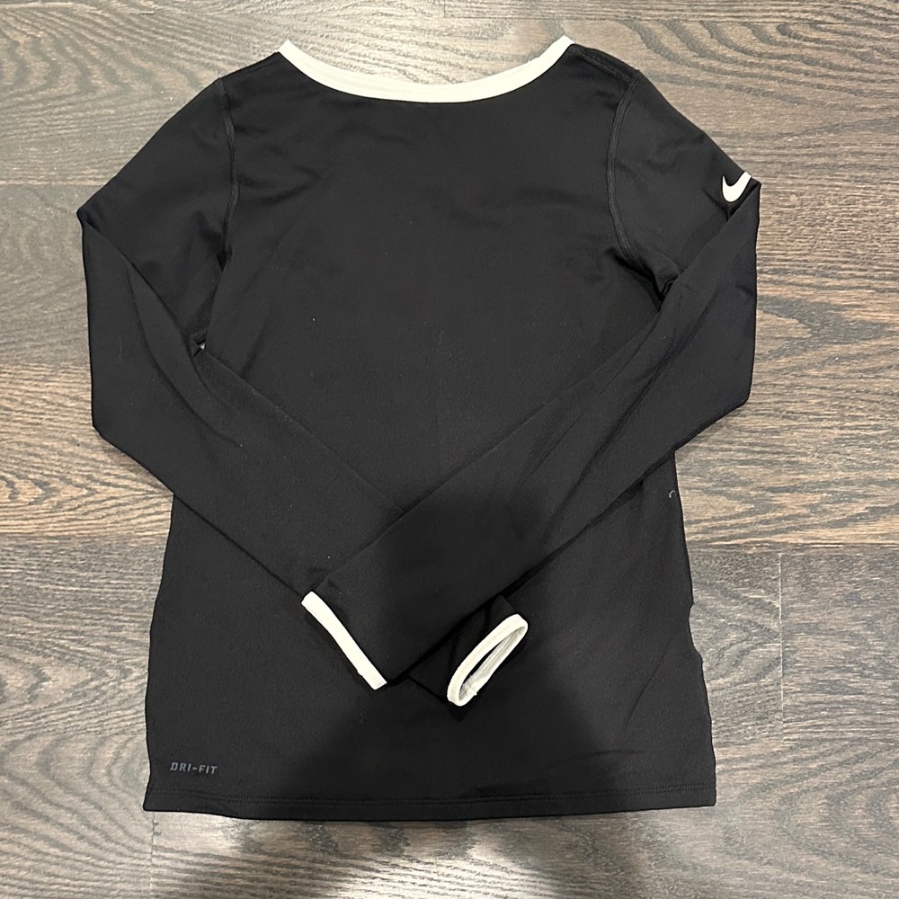 Nike Black and White Dri-FIT Long Sleeve Shirt
